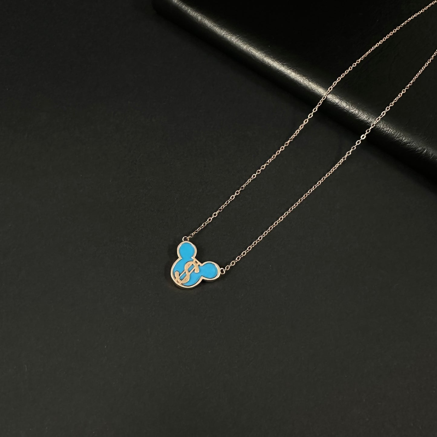 Azure Mouse Charm Silver Pendant Necklace for Women