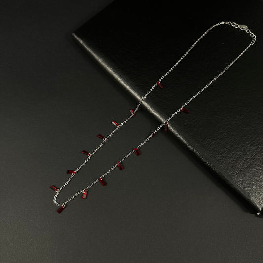 Ruby Cascade Silver Charm Necklace for Women