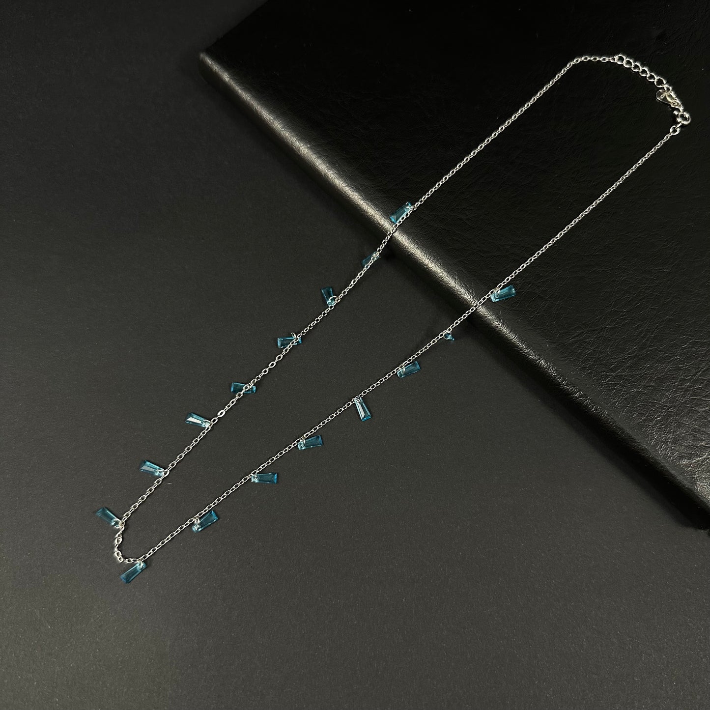 Ocean Mist Silver Crystal Drop Necklace for Women