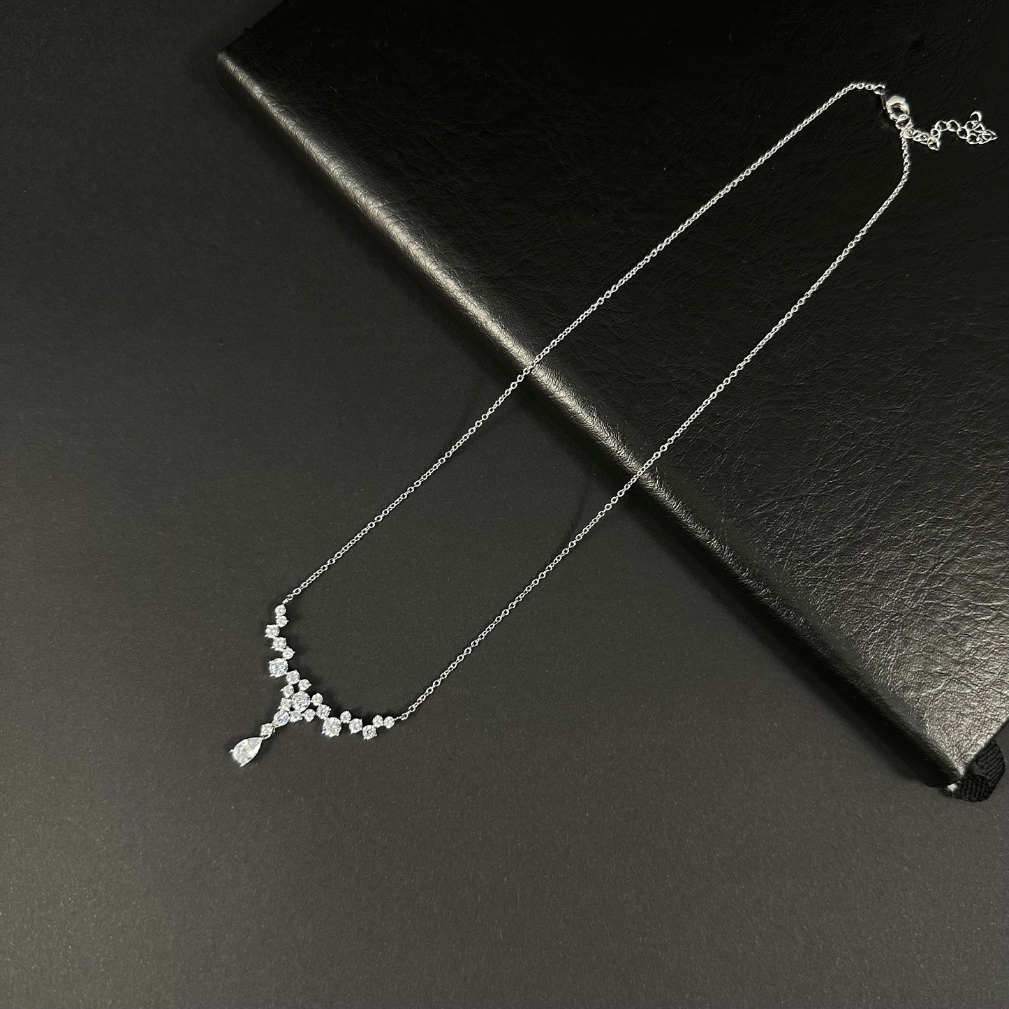 Radiant Cascade Silver Diamond Pendant Necklace for Women