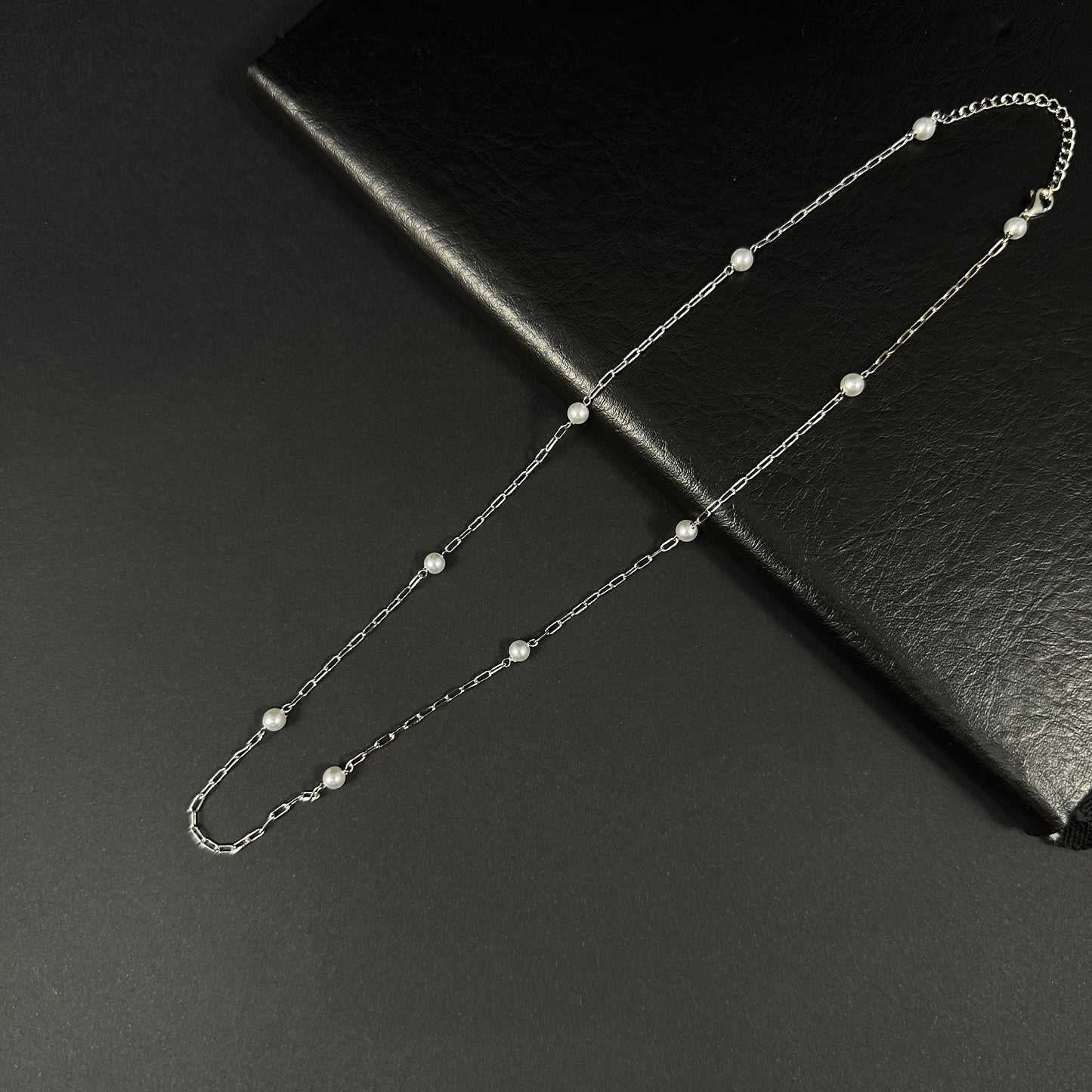 Lustre Pearl Silver Chain Necklace for Women