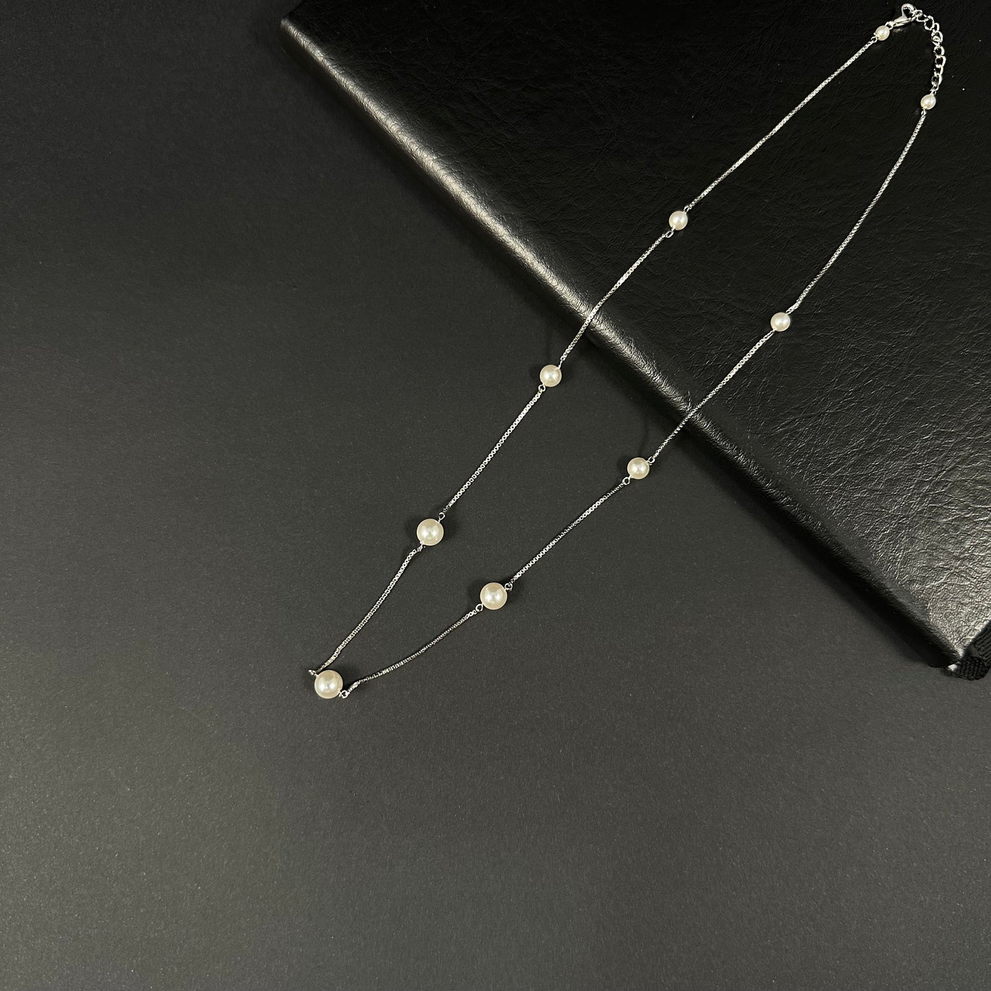 Pearl Elegance Silver Station Necklace for Women