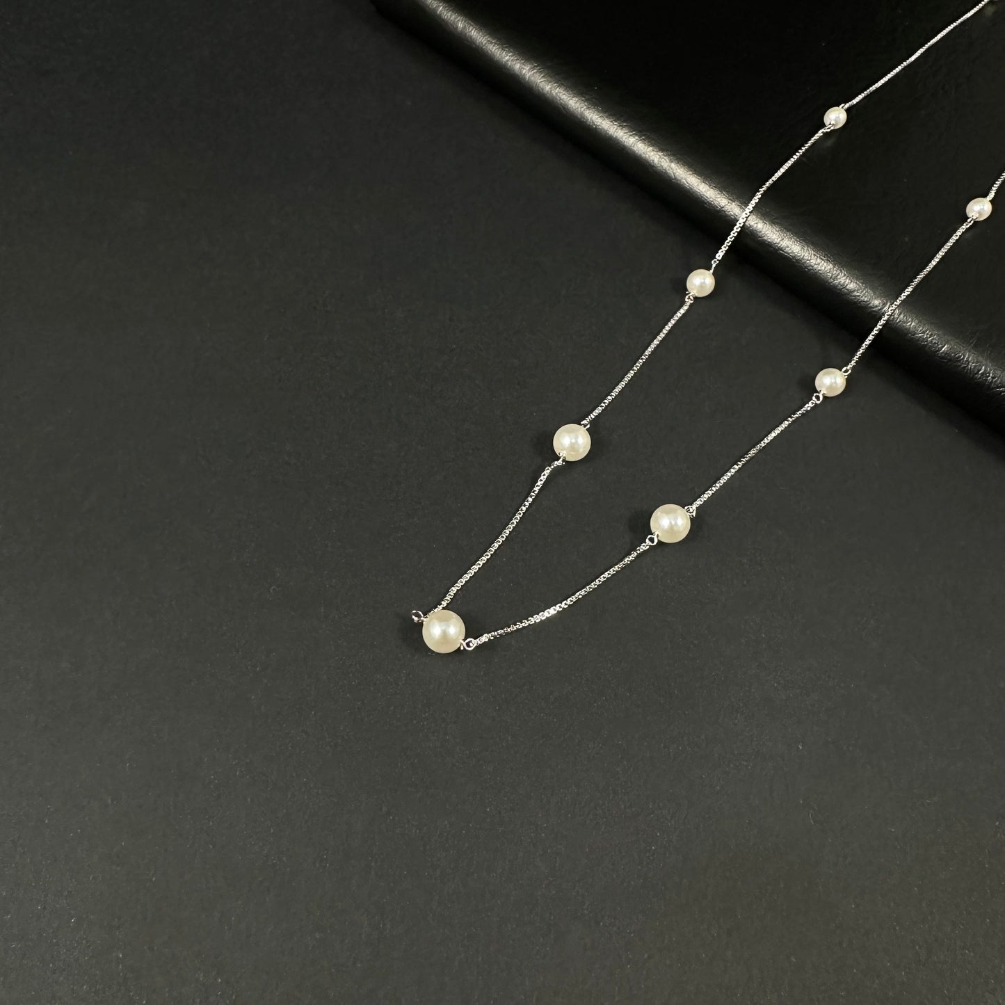 Pearl Elegance Silver Station Necklace for Women