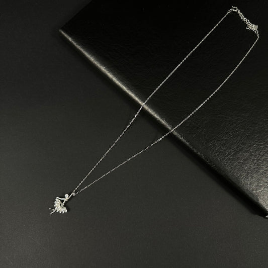 Graceful Ballerina Silver Pendant Necklace for Women