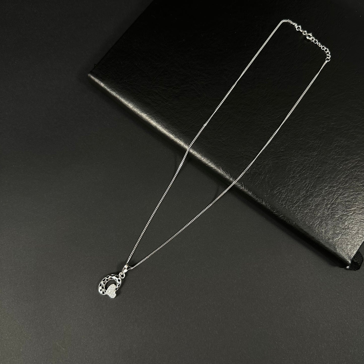 Heart Halo Silver Diamond Pendant Necklace for Women