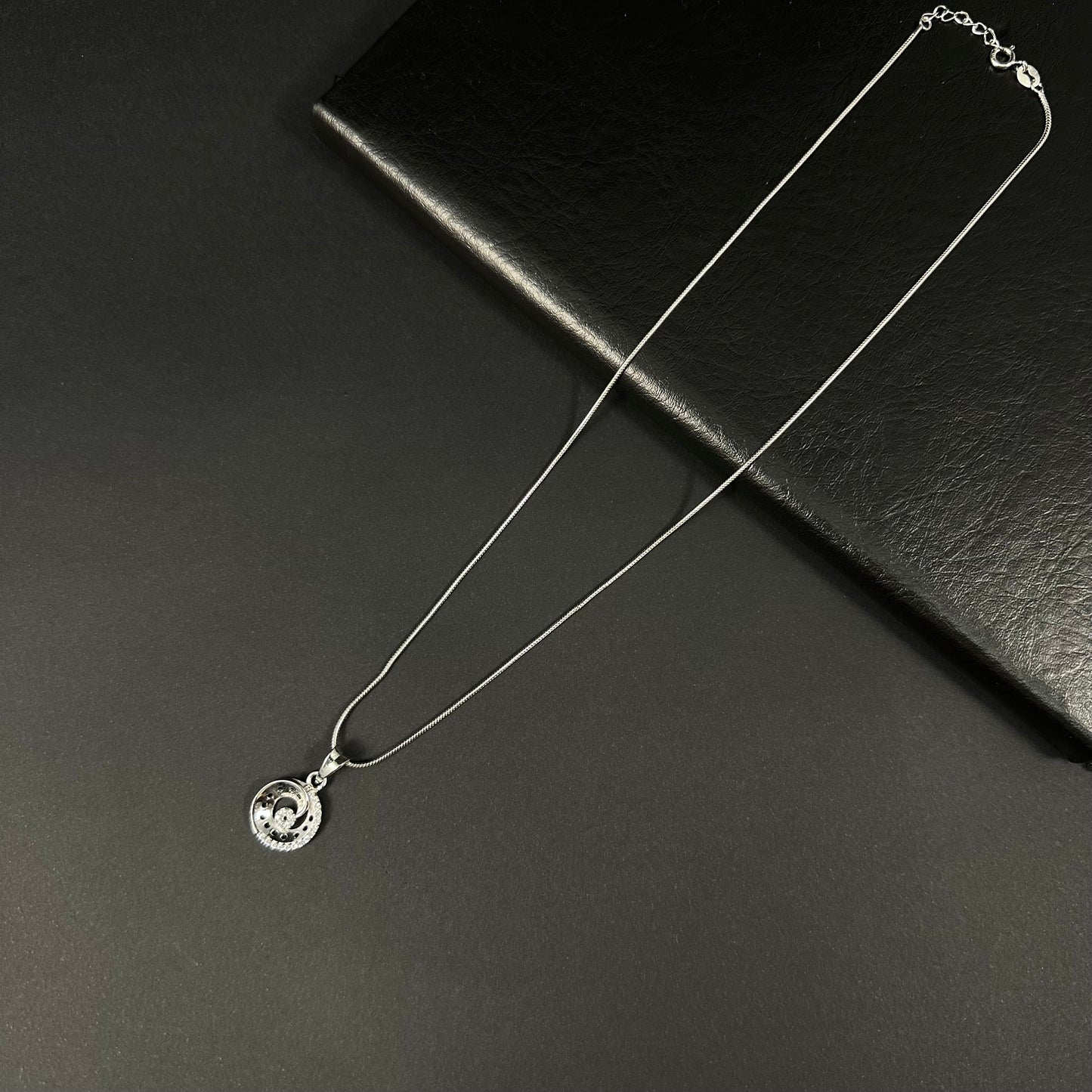 Celestial Orbit Silver Diamond Pendant Necklace for Women