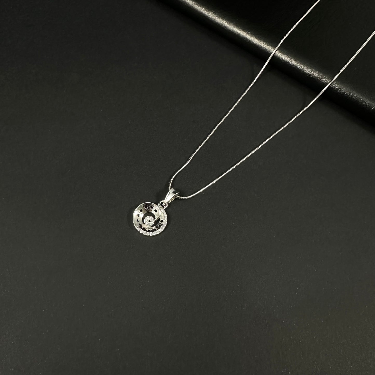 Celestial Orbit Silver Diamond Pendant Necklace for Women