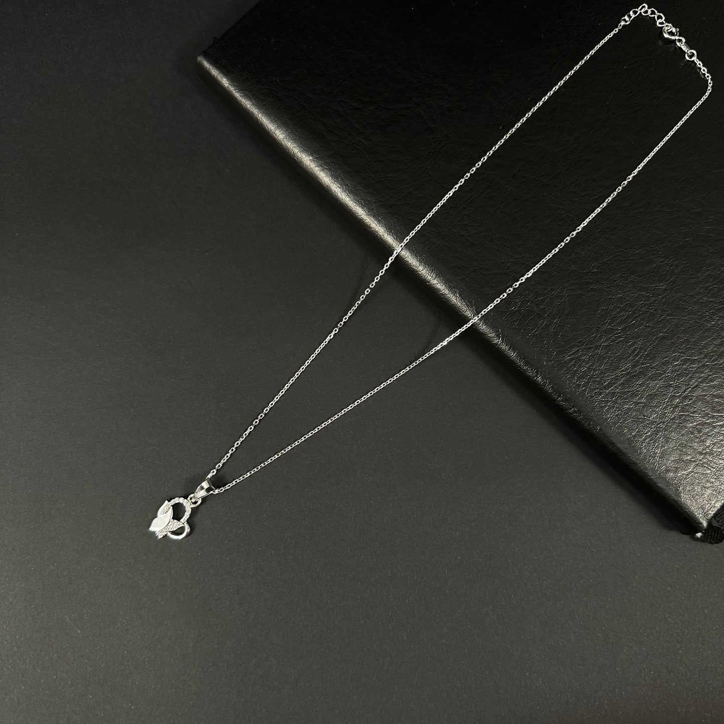 Eternal Twin Hearts Silver Diamond Pendant Necklace for Women