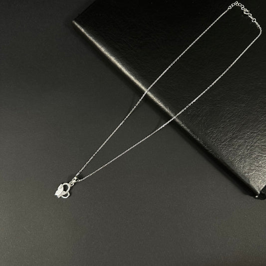 Eternal Twin Hearts Silver Diamond Pendant Necklace for Women