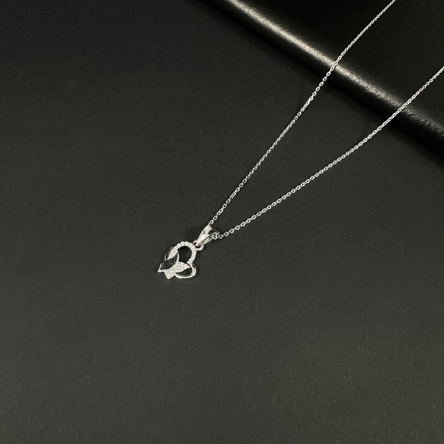 Eternal Twin Hearts Silver Diamond Pendant Necklace for Women