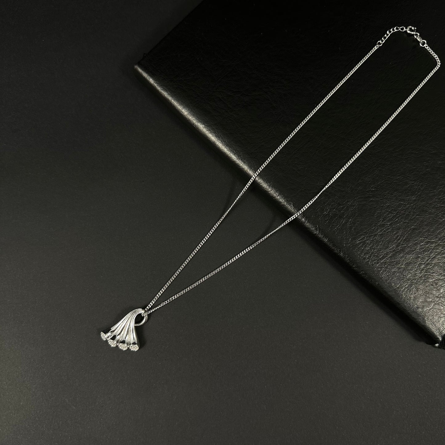 Starlight Cascade Silver Diamond Pendant Necklace for Women