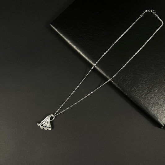 Starlight Cascade Silver Diamond Pendant Necklace for Women