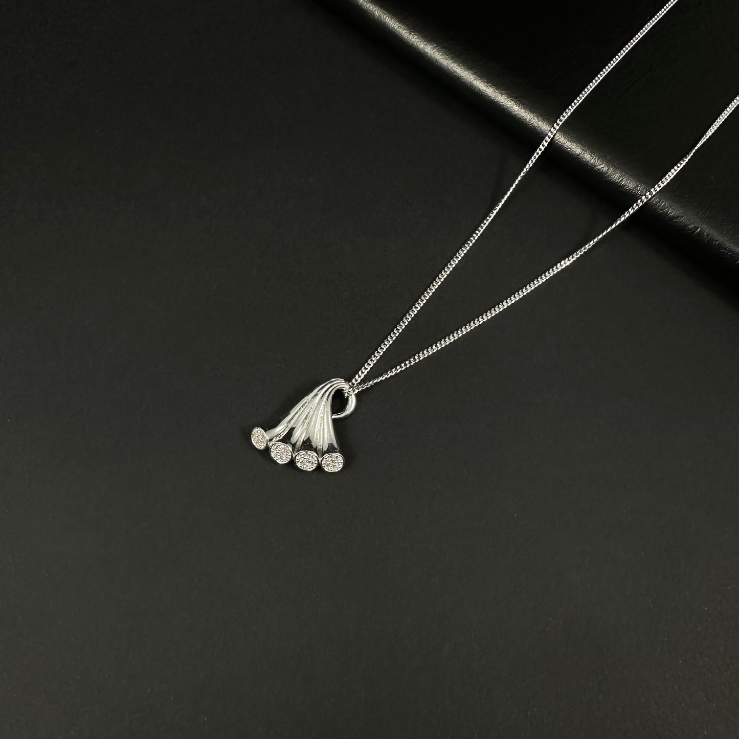 Starlight Cascade Silver Diamond Pendant Necklace for Women