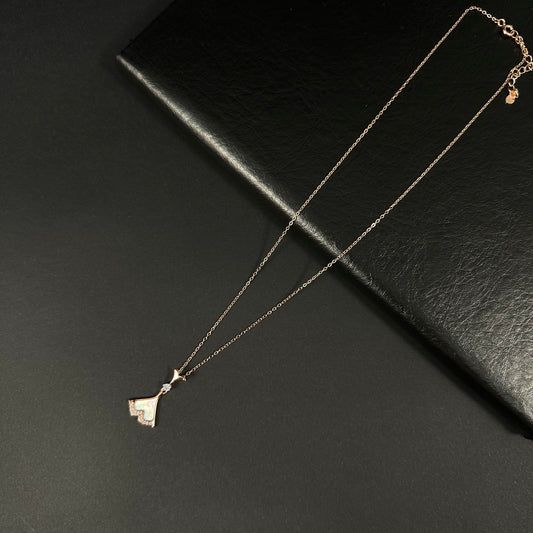 Rose Grace Fan Silver Diamond Pendant Necklace for Women