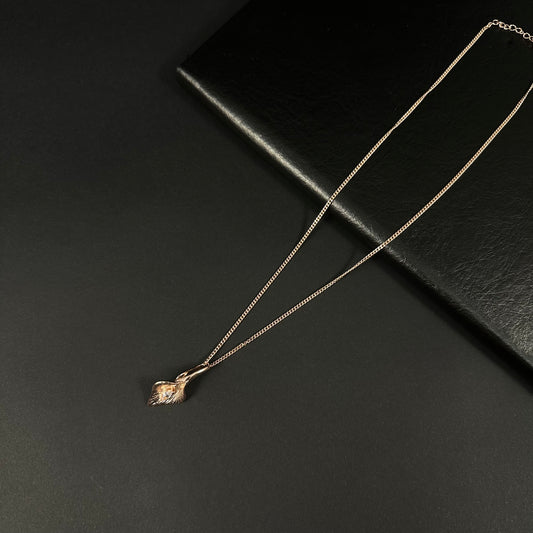 Golden Leaf Silver Diamond Pendant Necklace for Women