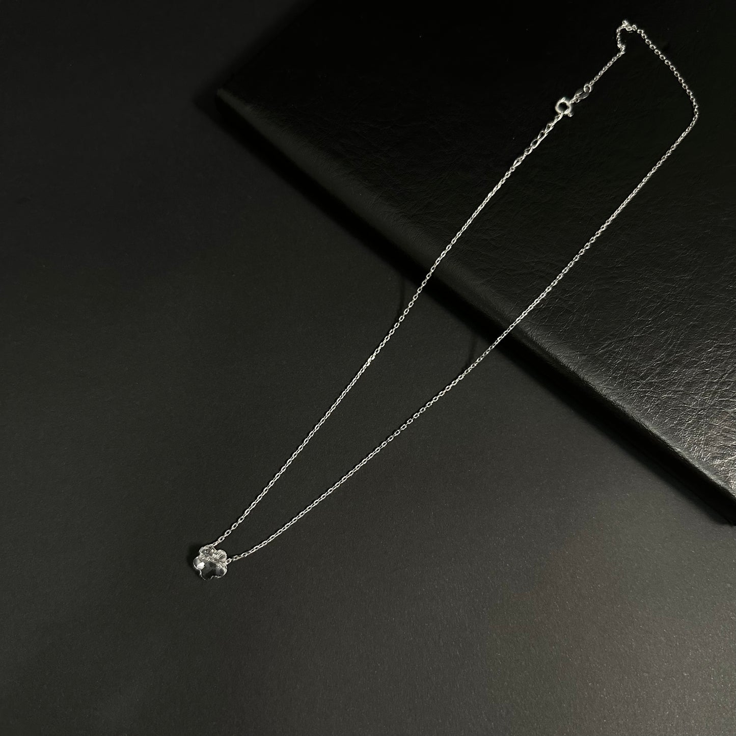 Crystal Bloom Silver Flower Pendant Necklace for Women