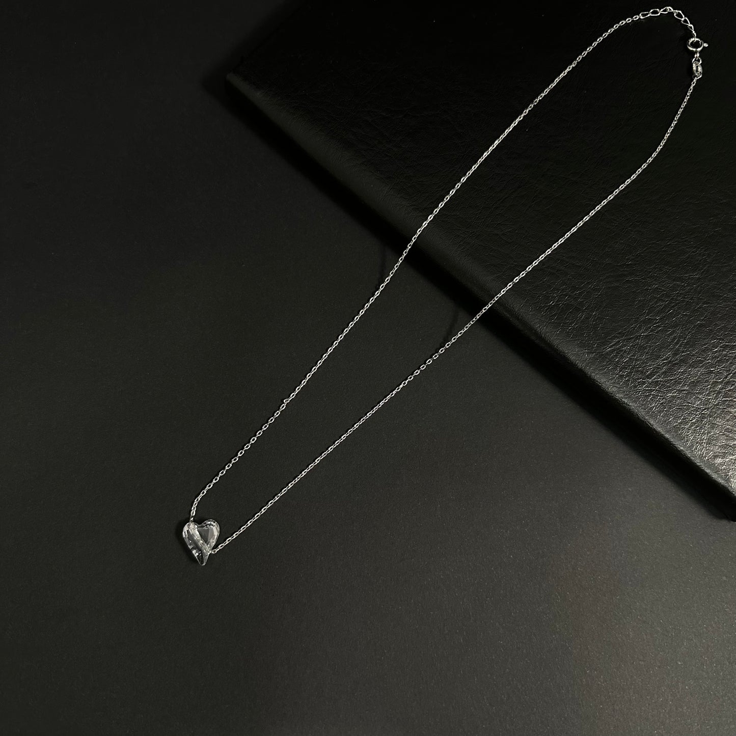 Elegant Crystal Heart Silver Pendant Necklace for Women