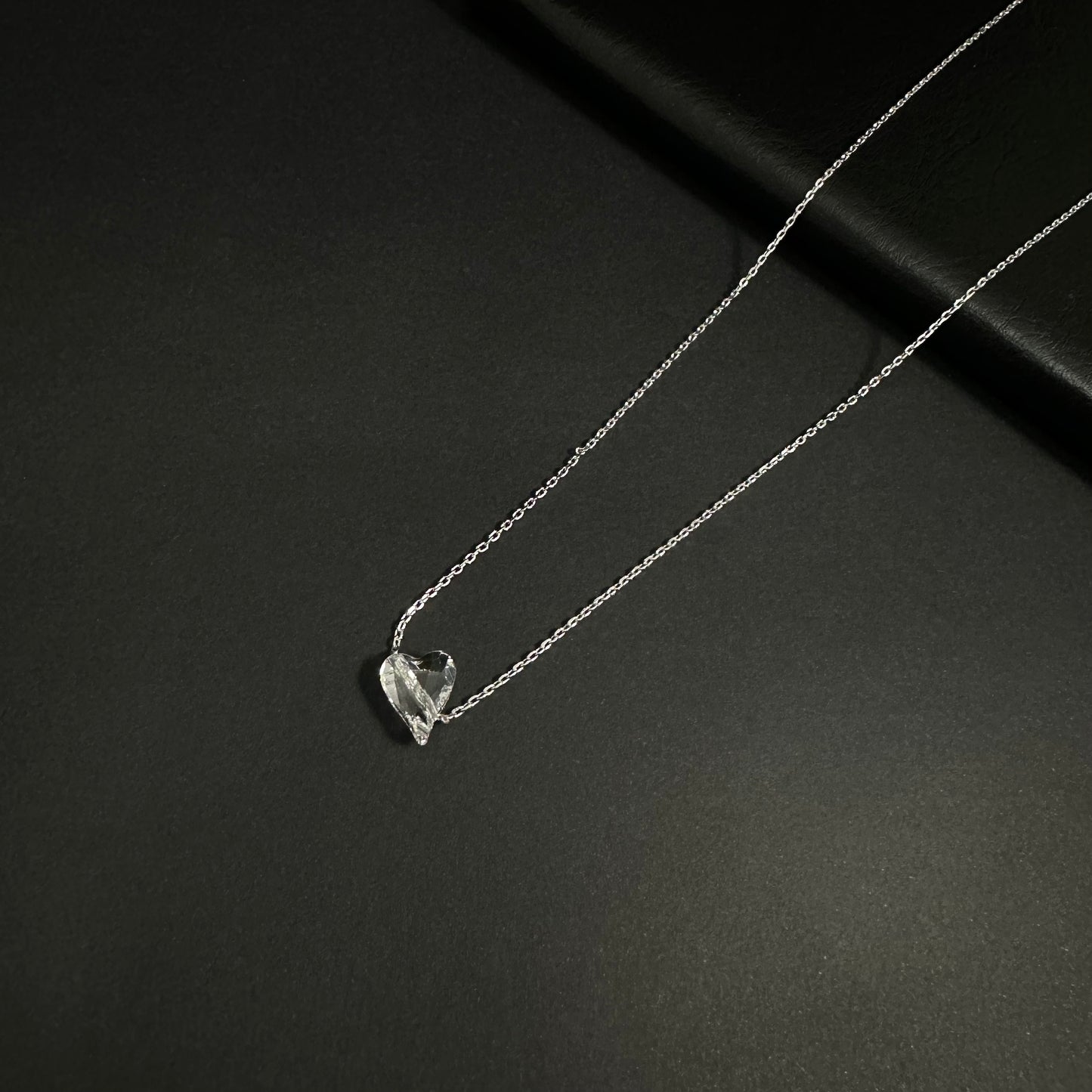 Elegant Crystal Heart Silver Pendant Necklace for Women