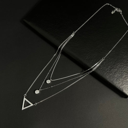 Celeste Triple Layer Silver Diamond Necklace for Women