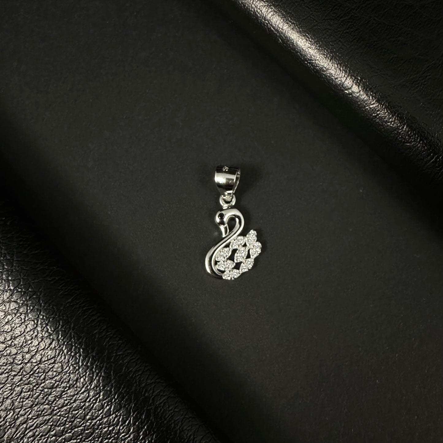 Swan Silver Diamond Pendant for Women