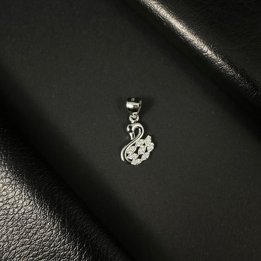 Swan Silver Diamond Pendant for Women
