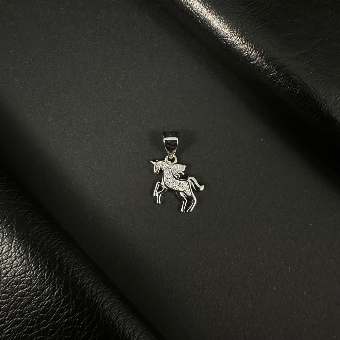 Majestic Unicorn Silver Diamond Pendant for Women
