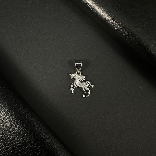 Majestic Unicorn Silver Diamond Pendant for Women