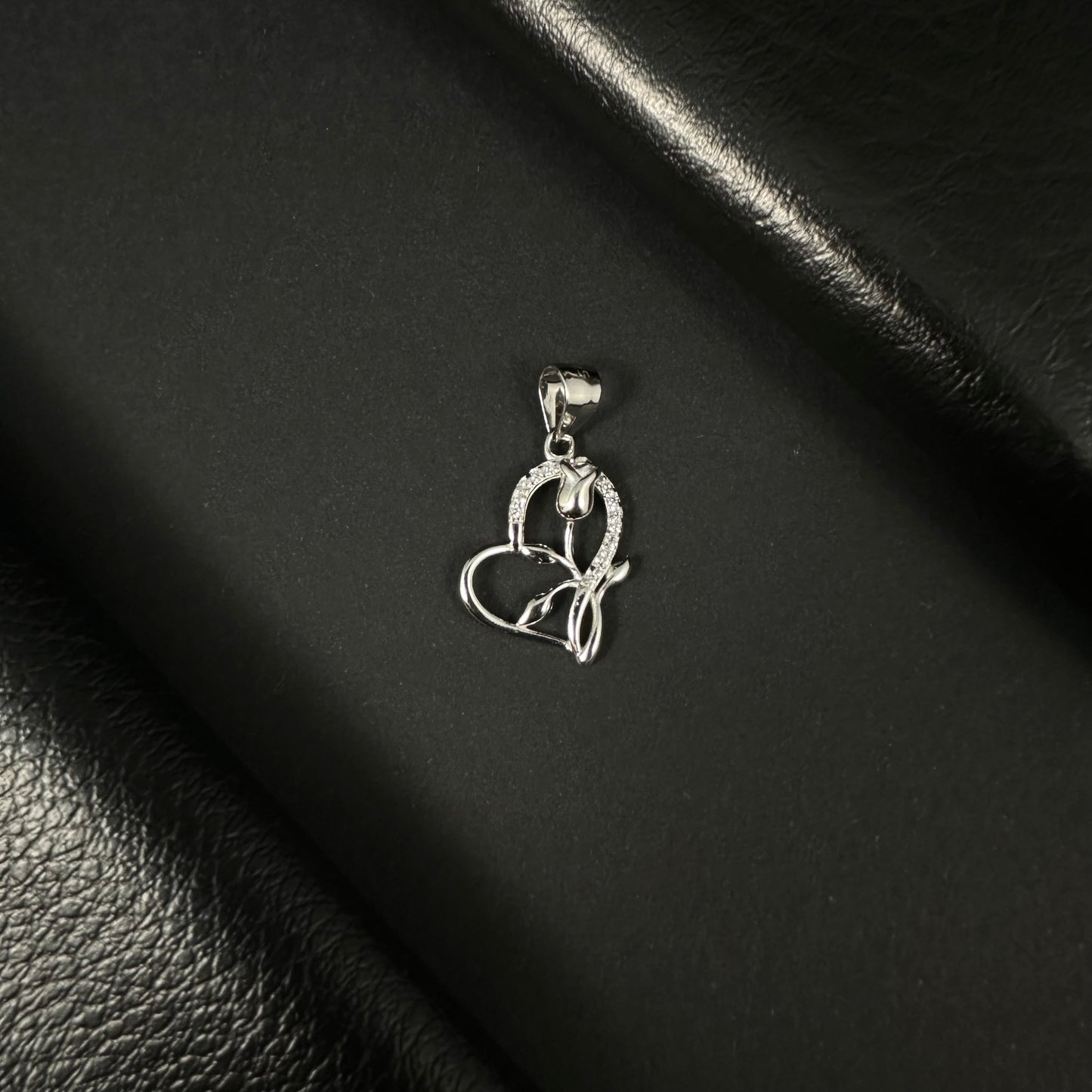 Blooming Heart Silver Diamond Pendant for Women
