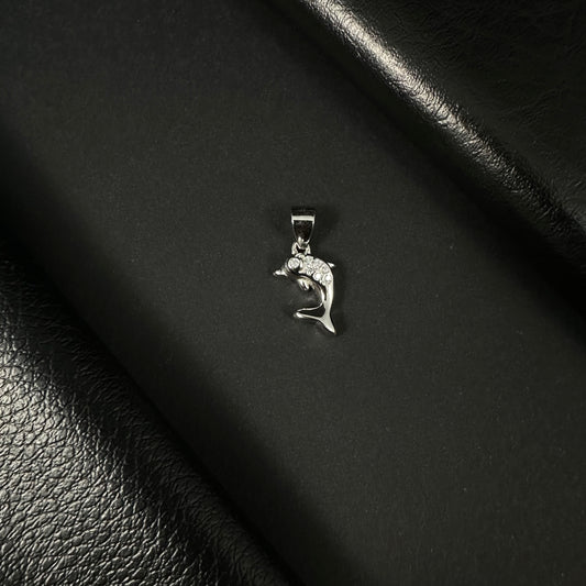 Graceful Dolphin Silver Diamond Pendant for Women