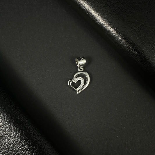 Elegant Double Heart Silver Diamond Pendant for Women