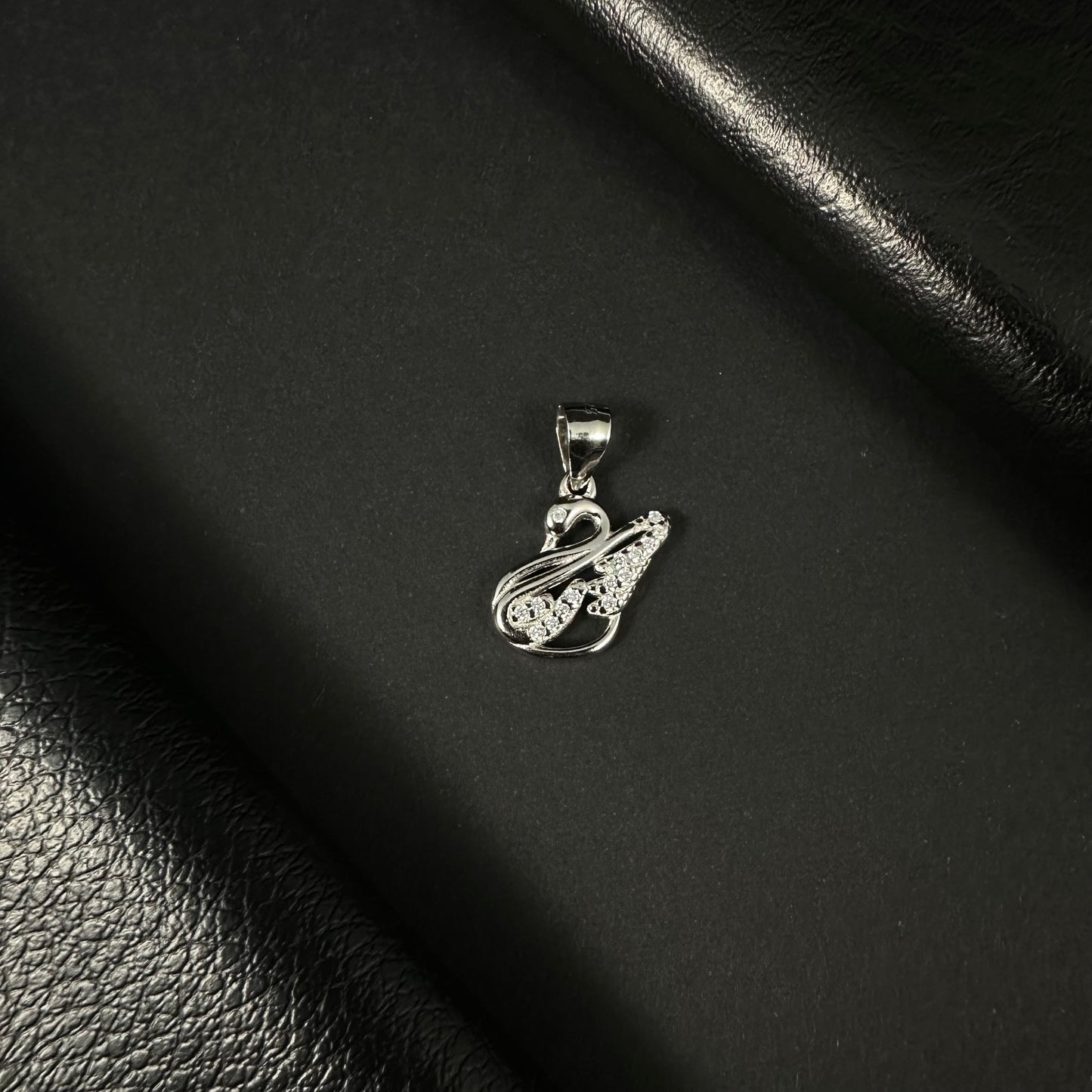 Graceful Swan Silver Diamond Pendant for Women