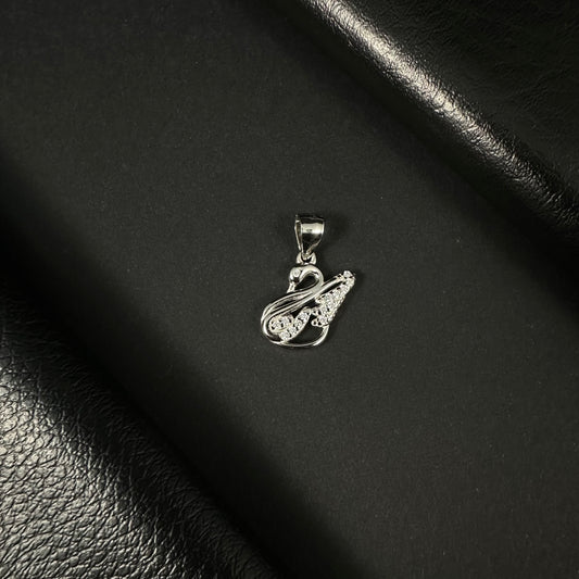 Graceful Swan Silver Diamond Pendant for Women