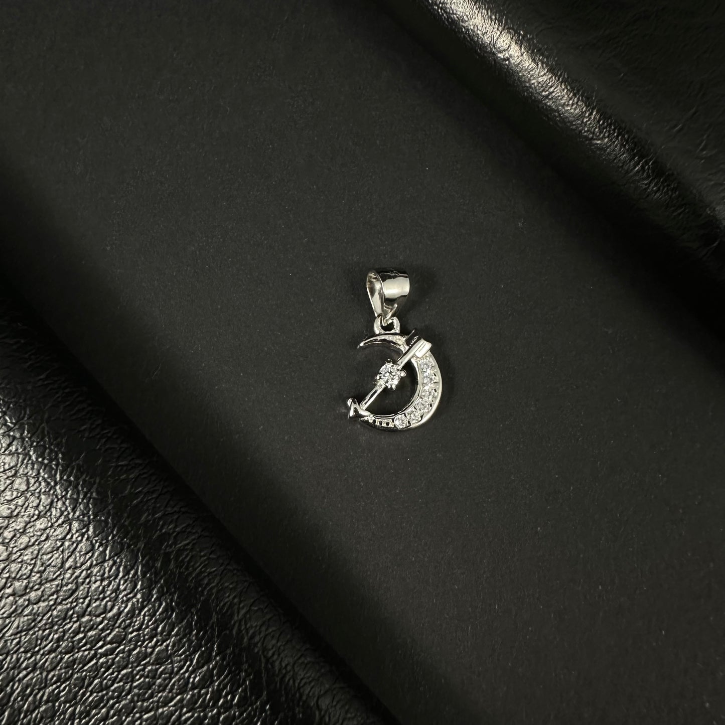 Celestial Moon & Star Silver Diamond Pendant for Women