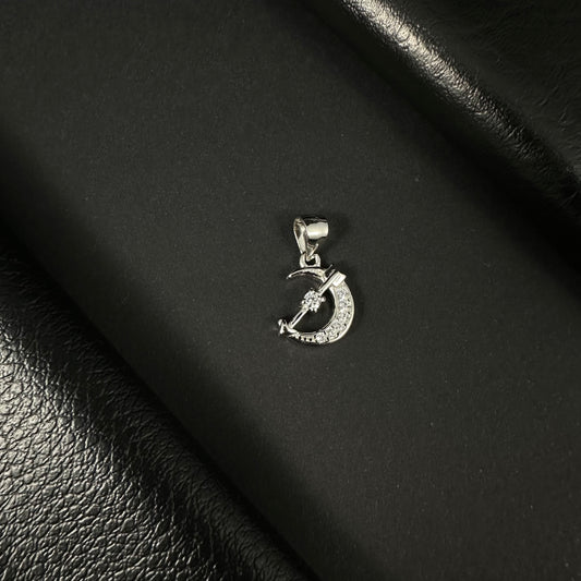 Celestial Moon & Star Silver Diamond Pendant for Women