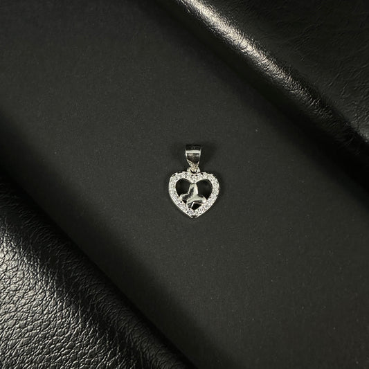 Butterfly Heart Silver Diamond Pendant for Women