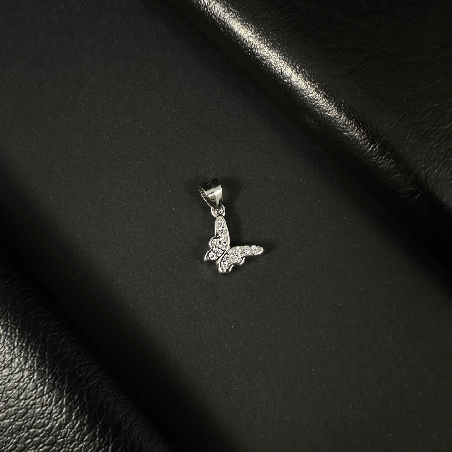 Graceful Butterfly Silver Diamond Pendant for Women