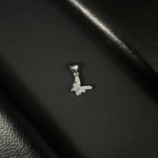 Graceful Butterfly Silver Diamond Pendant for Women