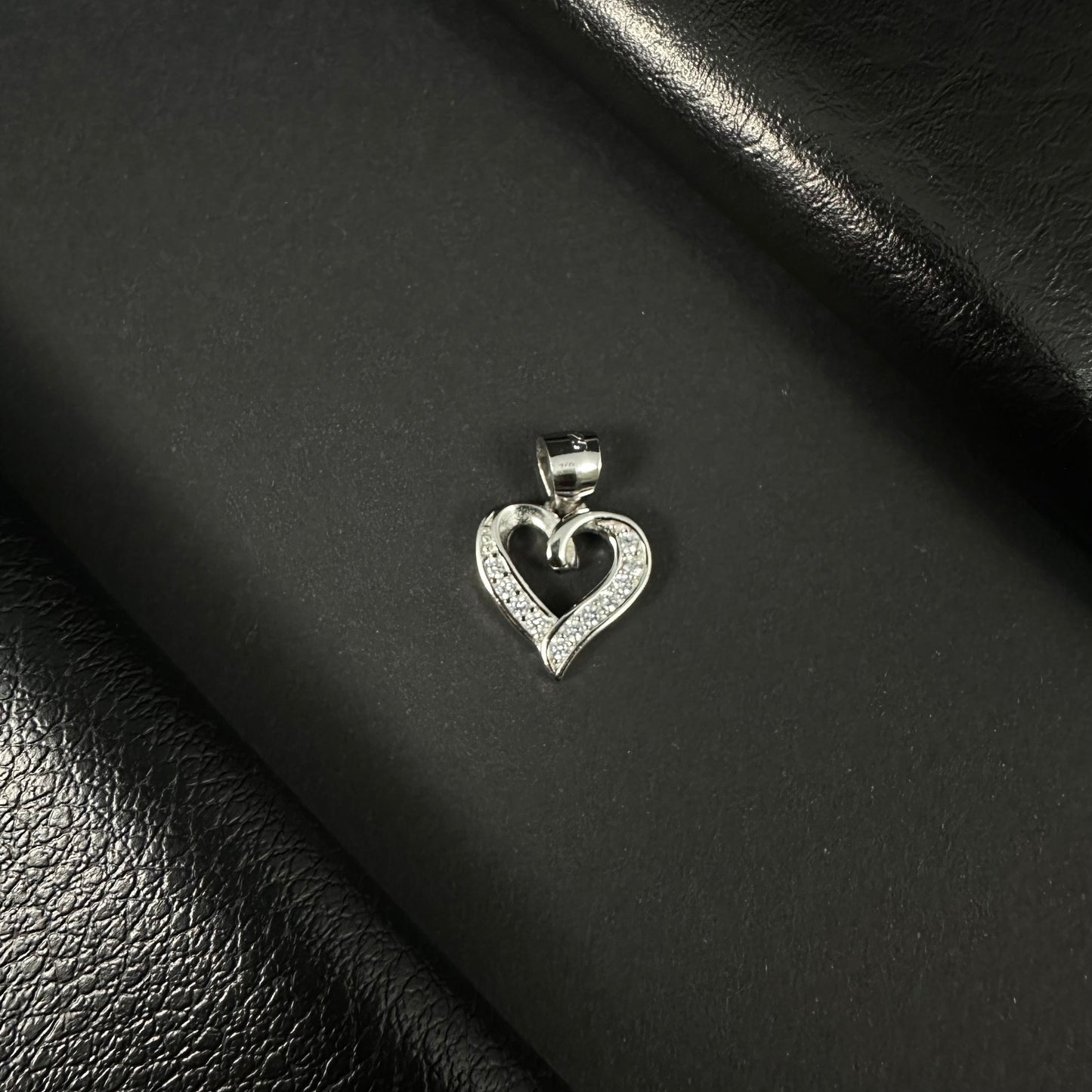 Elegant Open Heart Silver Diamond Pendant for Women