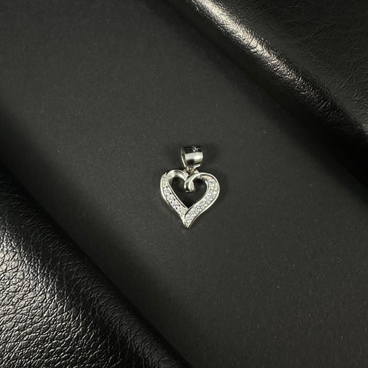 Elegant Open Heart Silver Diamond Pendant for Women
