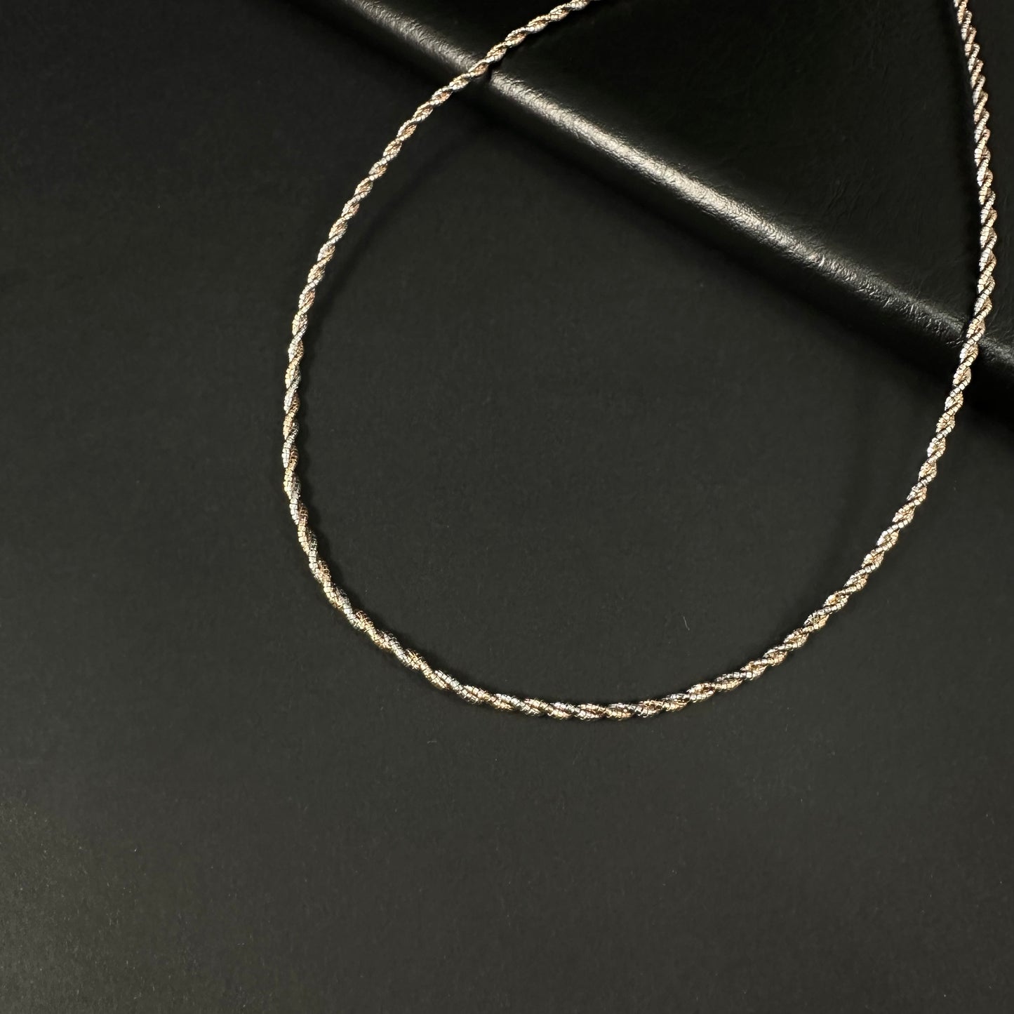 Twisted Silver & Rose Gold Cross Choker Necklace for Women