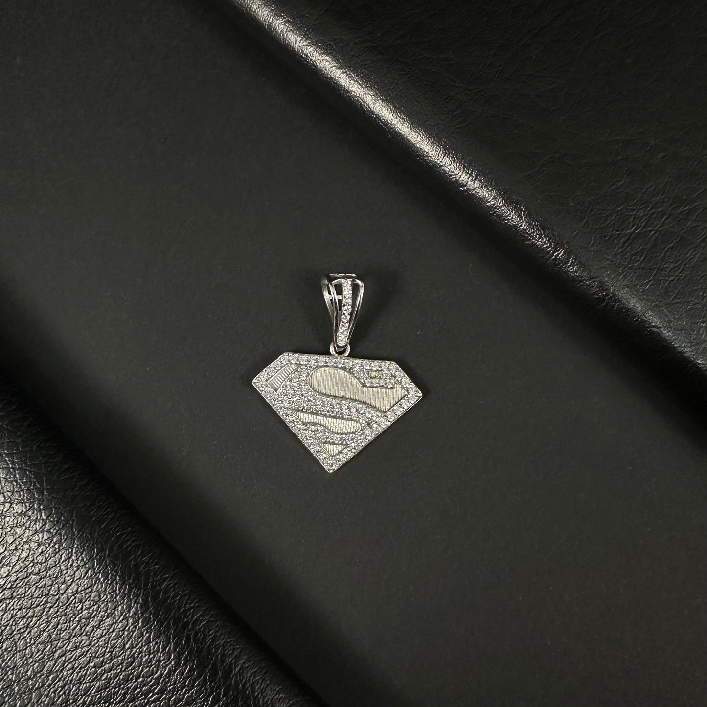 Superhero Shield Silver Diamond Pendant for Men & Women