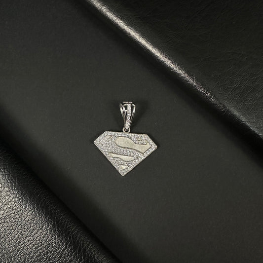 Superhero Shield Silver Diamond Pendant for Men & Women