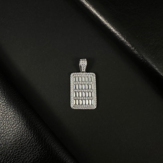 Radiant Baguette Silver Diamond Pendant – Unisex