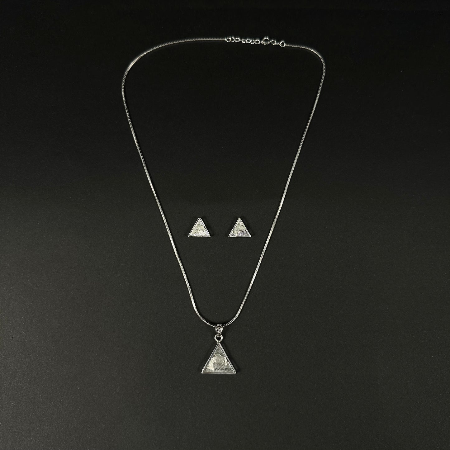 Silver Triangle Pendant Set for Women