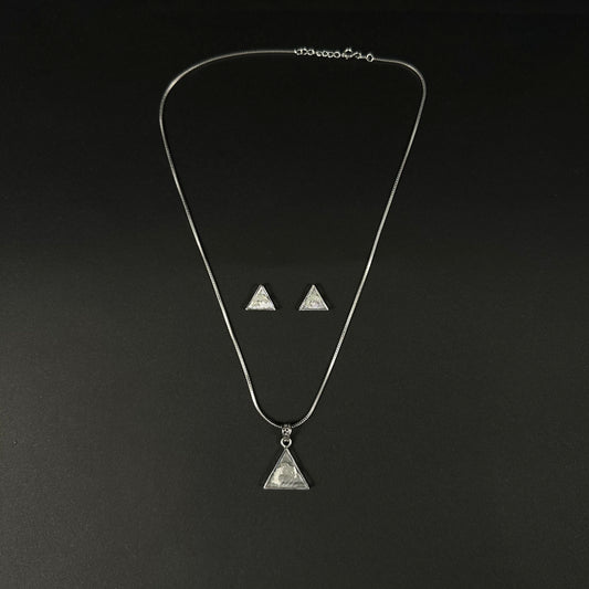 Silver Triangle Pendant Set for Women