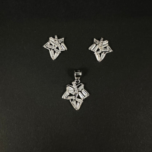 Silver Star Shine Diamond Pendant Set for Women