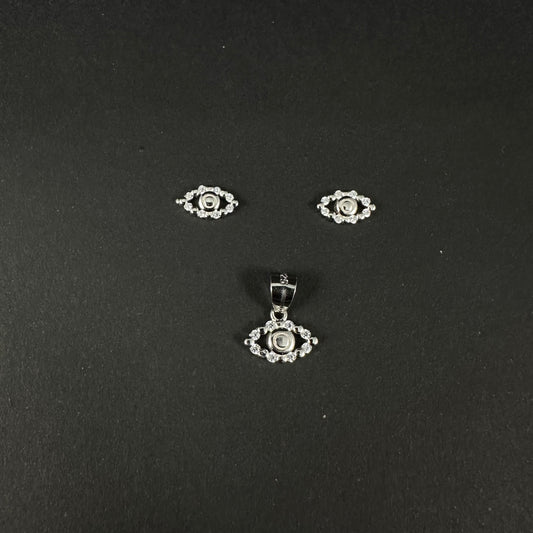 Elegant Evil Eye Silver Diamond Pendant Set for Women
