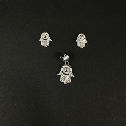 Divine Aura Silver Diamond Pendant Set for Women