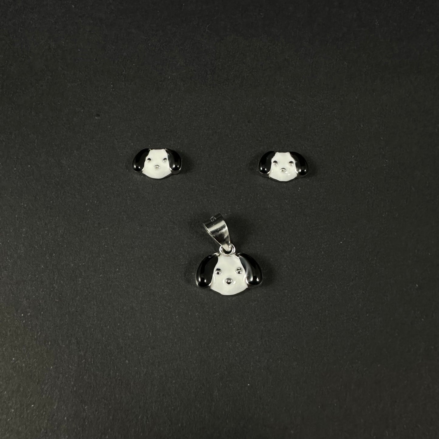 Playful Puppy Silver Pendant Set for Women
