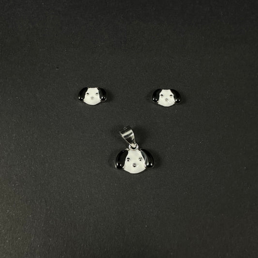 Playful Puppy Silver Pendant Set for Women